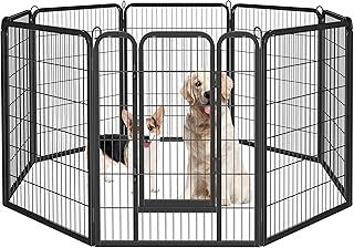 8 Panel Dog Playpen 80 x 100 cm Extra Large Pet Puppy Pen for Small Animals Rabbit Duck Cat Indoor/Outdoor Black