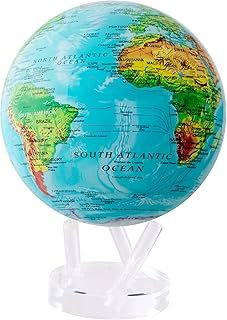 MOVA Globe Relief Map Blue 4.5" with Base, Solar Powered Rotating Globe No Need of Battery or Chord, Unique Gift and Decoration