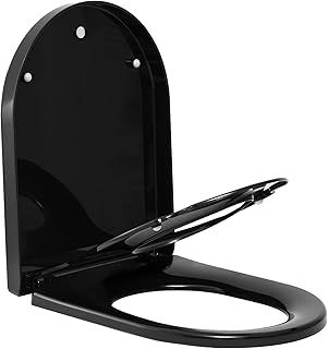 WOLTU Family Toilet Seat with Removable Child Seat, Soft Close D Shape, Easy Mounting with Adjustable Hinges, Black