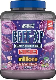 Applied Nutrition Beef XP - Clear Hydrolysed Protein Isolate, Fruit Juice Style, Dairy Free Beef Protein Powder, Lactose Free, Zero Sugar, Low Fat, 1.8kg - 60 Servings (Blackcurrant Millions)