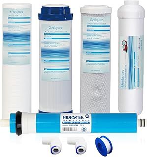 5 Stage Reverse Osmosis Replacement Filter Set with 50 GPD Membrane -Standard 10 Inch