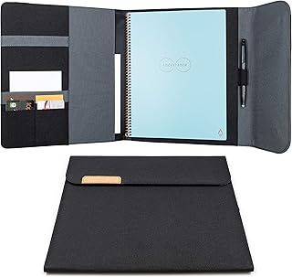 Rocketbook Capsule 2.0 Folio Cover for Core, Panda & Fusion - Made From 100% Recycled PET Plastic, Pen Holder, Magnetic Clasp - Black, Letter A4