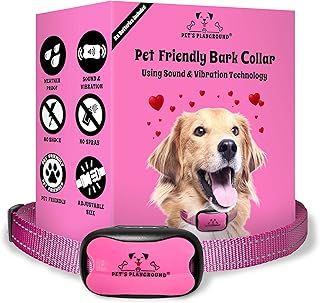 Pet's Playground Bark Collar | Anti Barking Dog Collars | Barking Collars Small Dogs Medium Dogs Large Dogs | Stop Dog Barking Device | Barking Deterrent | Pink | 2 Batteries Included