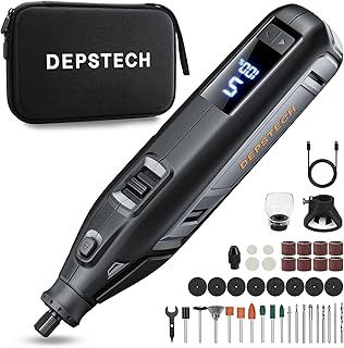 DEPSTECH 12V Cordless Rotary Tool with Display Screen, 5000-35000RPM, 2.5Ah Battery 18W Fast Charging, EVA Bag, Power Multi Tool Kit 48Pcs Enduring Accessories for DIY Projects/Home Repair/Crafting
