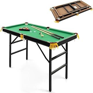 4FT/4.5FT Billiards Table, Folding Pool Game Snooker Table with 2 Cue Sticks, 2 Chalks, 16 Balls, Triangle & Brush, Portable Pool Table Set