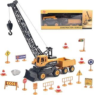 jenilily Crane Toy Construction Vehicles Model Car, Toy Truck Gifts for Kids Boys Toddler 3 4 5 years old