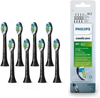 Philips Sonicare Original W2 Optimal White Standard Sonic Toothbrush Heads - 8 Pack in Black (Model HX6068/13)