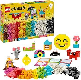 LEGO Classic Creative Happy Box, Assorted Colourful Bricks for Imaginative Play, Building Toys for 5 Plus Year Old, Girls and boys, Great for Kids Desk Accessories or Bedroom Decorations 11042