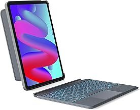 Inateck Detachable Keyboard Case for iPad Air 11 inch M3 2025/M2 2024, Keyboard with Trackpad for Air 7/6/5/4 Gen, iPad Pro 11" 4/3/2/1, 7-Color Backlight, Vertically/Horizontally, KB04111 Gray