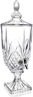0.8 Gallon Glass Drink Dispenser for Parties 3L Crytal Iced Beverage Dispenser with Spigot Wedding Beverage Server for Party Bar
