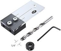 Namvo 1/4" Dowel Drilling Guide Jig Straight Pocket Hole Dowelling Jig Locator Step Drill Bit Woodworking Tool