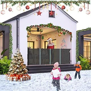 YABSLYFKEJI Retractable Baby & Dog Gate, 105 cm Extra High, Extends up to 180 cm Wide, One Handed Operation for Stairs & Home