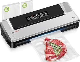 Vacuum Sealer with 40 Vacuum Bags, Fast-Compact Vacuum Sealer Machine for Sous Vide Cooking and Food Stay Fresh up to 6x Longer (Silver)