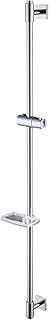 Shower Riser Rail 120CM, Wall Mounted Shower Slide Bar with Soap Dish Bracket Chrome Adjustable Shower Head Holder Bar for Bathroom, H811-120HC