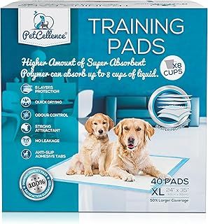 Boom! PetCellence Puppy Pads 40 Pack - 60 x 90cm Extra Large Dog Training Pads with Anti-Slip Tabs! Super Absorbent, Leak-Proof Pee Mat - Eliminate Odour & Mess!