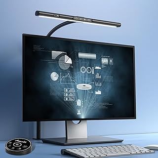 Desk Lamp for Home Office, Desk Light with Clamp, Office Lamp with Remote & Gesture Sensing, Monitor Light Bar, Adjustable Color Temperature & Brightness, 12W