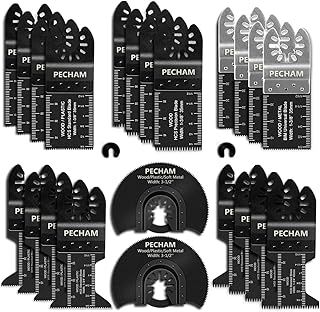 PECHAM 24PCS Oscillating tool Accessories Universal Wood Metal Oscillating Multitool Quick Release Tool Kits Fit Fein Multimaster, Ryobi, Milwaukee, Bosch, Dremel, Dewalt, Rockwell, Makita More