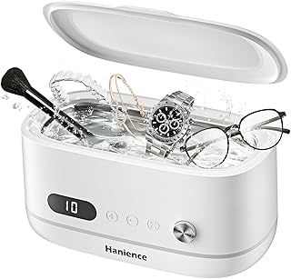 Ultrasonic Cleaner, 500ml Jewellery Cleaner 45000Hz, Professional Ultrasonic Jewellery Cleaner with Basket and 10 Digital Timer, for Cleaning Jewellery Rings Glasses Watches