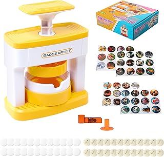 Badge Making Kit 55mm(2.16in),Button Badge Maker Machine with 24 Badges/24 Patterns/4 Stickers/1 Cutting Tool,Badge Machine Badge Maker Kit for Personalised Badges,Pin Badges,Make Your Own Badges