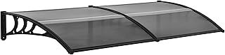 Outsunny Door Canopy Awning Outdoor Window Rain Shelter Cover for Front/Back Door Porch Black 100 x 75cm