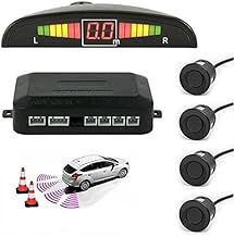 Car Auto Vehicle Reverse Backup Radar System with 4 Parking Sensors Distance Detection + LED Distance Display + Sound Warning - Matt Black Color