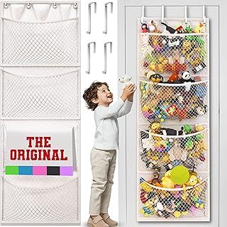 Honeyera The Original Stuffed Animal Storage - Over Door Organizer for Stuffies, Baby Accessories, Toy Plush Hammock, Hanging Net for Big Girls, Toddler Large Bag
