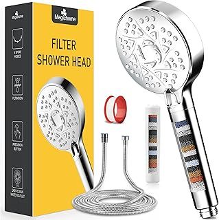 Magichome Filter Shower Head and Hose 2m, 6 Modes High Pressure Hard Water Softener Shower Head with Extra Replaceable Accessories