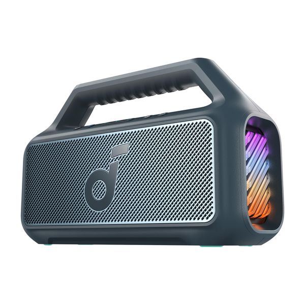 soundcore Anker Boom 2 Bluetooth Speaker, Outdoor Speaker with 80W, Subwoofer, BassUp 2.0, 24H Playtime, IPX7 Waterproof, Floatable, RGB Lights, Custom EQ, USB-C, Portable for Camping, Beach, Garden