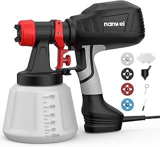 NANWEI Paint Sprayer, 650W Spray Gun with 1200ML Container, Spray Paint Gun with 4 Nozzles and 3 Patterns, 120 DIN-s, Electric Paint Sprayer for House Painting, Walls, Ceilings, Fence, Crafts