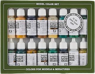 Vallejo 70109 Model Color WWII Allies Acrylic Paint Set - Assorted Colours (Pack of 16) X17ml