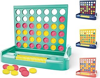 4 in a Row Game Large - 6 Spare Discs include, 2 Player Strategy Board Games for Kids Teenager Adults, Classic Four in a Row, Family for Age 3+ Year Old Boys, Line Up 4 (Green)