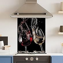 Premium 60 cm x 75 cm Wine Glasses Glass 6mm Kitchen Splashback Heat Resistant Toughened Polished Edges - Back Splash Back Coloured Hob Painted Tempered Splashback