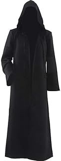Jedi Robe Adult Cloak Black Hooded Vampire Knight Wizard Cosplay Cloak Robe Tunic Hooded Cape Halloween Party Cosplay Costume