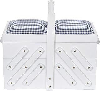 Prym 612578 Sewing Box Wood M White with Fabric