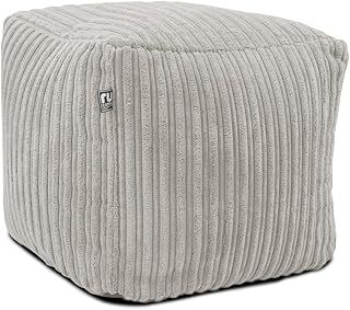 rucomfy Beanbags Corduroy Cube Footstool Bean Bag. Home Decor Accessories for Living Room, Lounge and Bedroom. Modern Furniture Square Pouffe. Machine Washable. 38 x 38 x 38cm (Platinum Grey)