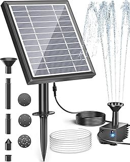 Biling Solar Water Fountain for Bird Bath, 2.5W Solar Powered Water Pump with 4ft Tubing Solar Water Features for the Garden, 6 Nozzles Solar Pond Pump for Hummingbird Bath, Small Pond and Fish Tank