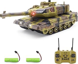 Hitish RC Tank that Shoots for Kids Adults, 2.4G Remote Control Army Tank Toys with Auto Demo Sound Light Smoke, 13 Channel Military Vehicles Model Gift for Boys, Army Beige