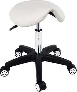 Saddle Chair for Workshop Adjustable Rolling Stool With Wheels Tattoo Chair Massage Chair Shop Stool Salon Stool (Black)