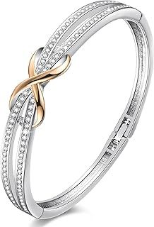 Angelady Infinity Bracelet for Womens, Silver Infinity Bracelets Bangles for Women Rose/Yellow Gold Bracelets Ladies Bracelets Birthday Mother's Day Gifts for Women/Mum/Wife