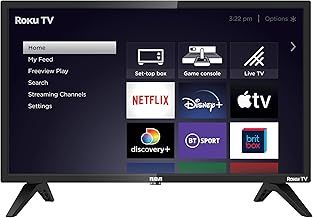 RCA Roku TV 24" Smart TV, 24 Inch HD Television with AppleTV BBC Netflix Freeview, DVB-T2/T Dolby Audio 3 x HDMI 1 x USB Port, Ideal Small Screen for Small Lounge or Kitchen