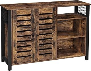 VASAGLE Storage Cabinet, Sideboard with 2 Doors, Adjustable Shelves, for Dining Room, Living Room, Kitchen, 110 x 33 x 75 cm, Industrial Style, Rustic Brown and Black LSC083B01