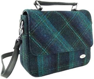 Glen Appin Women's Harris Tweed 'Thurso' Square Bag in Grey & Black Tartan Hand