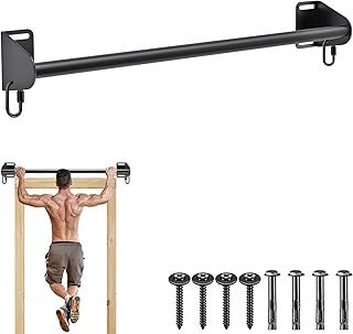 SELEWARE Wall Mounted Pull Up Bar for Doorway, Heavy Duty Strength Training Pull-up Bars, Over Door Chin Up Bar for Home Gym Workout, 2 Holes for Resistance Bands Stretch Strap Flexibility Training