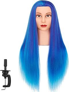 Traininghead 26-28'' Mannequin Hair Styling Manikin Training Head Cosmetology Doll Head Synthetic Fiber Hair with Clamp Holder