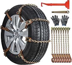 Oziral Car Tire Snow Chains 8 Pieces Universal Stainless Steel Snow Chains Set Anti-skid Emergency Snow Tyre Chains Adjustable Tire Wheel Traction Chains for TPU Vans Truck SUV Car Easy to Mount