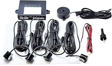 18mm Detachable Rear Reverse Parking Sensor 4 Sensors Kit Audio Buzzer Kit (Black)