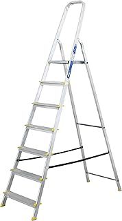 BiGDUG Aluminium Step Ladder - 7 Step Folding Ladder - Non-Slip Surface Hand Rails - Closed Height 2170 mm Platform Height 1430mm