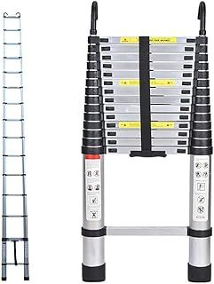 4.4M Telescopic Ladder with Roof Hook Kit Aluminium Portable Multi-Purpose Folding Portable Heavy Duty Multi-Purpose Aluminium Telescopic Ladder Extendable (14.5FT)