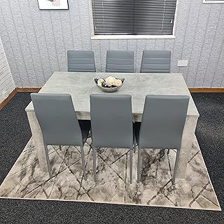 KOSY KOALA Grey Dining Table and 6 chairs kitchen dining set for 6