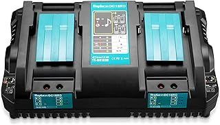 DC18RD Dual Ports Fast Charger Compatible with Makita 14.4V-18V Battery BL1860B BL1850B BL1840B BL1830B BL1820 BL1815 Replacement for Makita Battery Charger DC18RC DC18RA DC18RF DC18SF